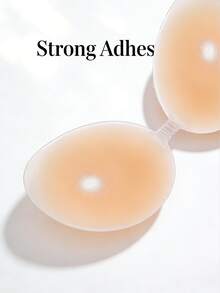 2件装可重复使用的无肩带聚拢文胸，配有无缝、隐形、自粘式乳贴。防滑无缝设计，适合各种场合。 - 杏色 - 查看 4