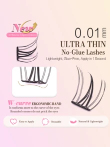 54 Büschel natürliche, klebstofffreie Wimpern, koreanischer Stil, kein Kleber erforderlich, C-Locken, klebstofffrei, 9-11 mm, selbstklebende, wiederverwendbare, langanhaltend, japanische Make-up, natürliches Aussehen, Wimpernverlängerungen, Geschenk für Frauen & Mädchen Make-up Tools - C - Übersicht 4