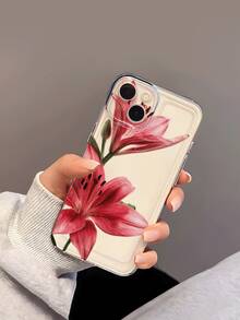 Garden Impressionist Series - Thick Oil Painting Texture Hand-Painted Lily Flower Design Transparent Anti-Fall Soft Phone Case Compatible With Apple 17/17 Pro/17 Pro Max/17 Air/16/16 Plus/16 Pro/16 Pro Max - Multicolor - View 2