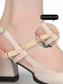 1 Pair Adjustable High Heel Straps, Non-Slip Design With Durable Stitched Buckle And Metal Eyelets, Easy To Install For Sandals, Slippers, Flip Flops, Wide Fit Sandals (Black/Beige/Transparent) - Multicolor - View 6