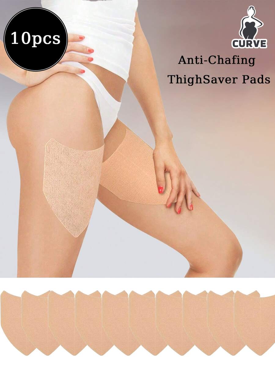 10pcs Invisible Anti-Chafing Thigh Bands - V-Shaped Breathable Non-Woven Anti-Friction Stickers, Suitable For Inner Thighs And Calves, Providing Seamless Sweat Protection For Summer, Running, And Dresses - Multicolor - View 1
