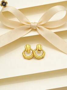 A Pair Of Elegant And Simple Asymmetrical Geometric Earrings, Fashionable And Unique Women's Earrings, For Valentine's Day, Valentine's Day, Charm Pulsers, Unbreakable Earrings. - Multicolor - View 2