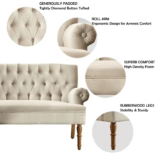 Loveseat Sofa For Living Room, Couch In A Box, Sofa Para Sala, Love Seats Furniture, Long Couches, Settee, Textile - Màu be - Xem 4