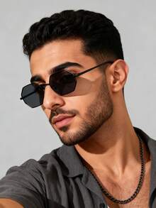 1pc Men's Metal Full Frame Personalized Exquisite Fashion Glasses, Suitable For Holiday Gift Shopping, Parties, Family Outings, Dates And Other Occasions, Fits Various Face Shapes - Multicolor - View 6