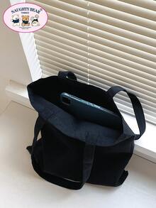 Sunflower & Butterfly Pattern Shopper Bag School Bag For Graduate, Teen Girls, Freshman, Sophomore, Junior & Senior In College, University & High School, Perfect For Outdoors ,Travel & Back To School - Black - View 5