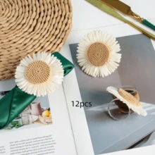 2-12个手工人造雏菊餐巾环，编织餐巾架，适用于餐桌、婚礼、家庭聚会（向日葵） - 彩色 - 查看 10