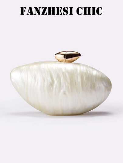 Fashionable Minimalist Marble Pattern Acrylic Handbag, Elegant Personalized Goose Egg Niche Clutch, Chain Shoulder Bag