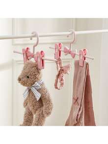 New Adjustable Non-Slip Children's Pants Hanger, Seamless Expandable Clothes Drying Rack, Household Baby Clothing Hanger, Popular Maternal & Child Supplies, Holiday Gift, Valentine's Day Heart-Shaped Gift - Pink - View 5