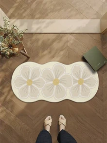 1件装不对称三花图案装饰地毯，卧室装饰，小地毯，客厅地毯，可水洗，厚绒地毯，适合秋冬季节 - 彩色 - 查看 5