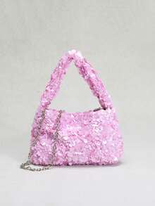 1件雕塑感包包，优雅亮片闪耀简约女士手提包/手拿包，适合晚宴、夜总会、盛大晚会等场合。 - 淡紫色 - 查看 4