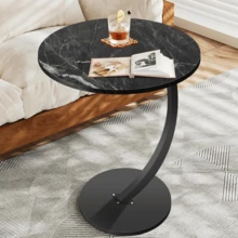 C-Shaped Sofa Side End Table Coffee Laptop Table,Lightweight Mobile Bedside Storage Rack,Living Room Bedroom - Black - View 10