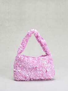 1件雕塑感包包，优雅亮片闪耀简约女士手提包/手拿包，适合晚宴、夜总会、盛大晚会等场合。 - 淡紫色 - 查看 5