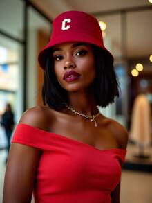 1pc Women Personalized A-Z Letter Bucket Hat, Casual Versatile Breathable Sunscreen Cap, Brim Face-Flattering,Packable Design For Beach Travel Hiking All Seasons