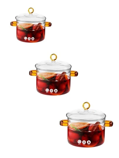 1pc The Two-Eared Amber Wine Pot, The Use Of High-Potassium Silicone Glass Material, Not Only High Transparency, High Temperature, Cold And Hot, And No Odor, Every Use Of Peace Of Mind And Reliability, Does Not Stick To Its Unique Two Ears, Not Only Convenient, Excellent Anti-Hot Effect