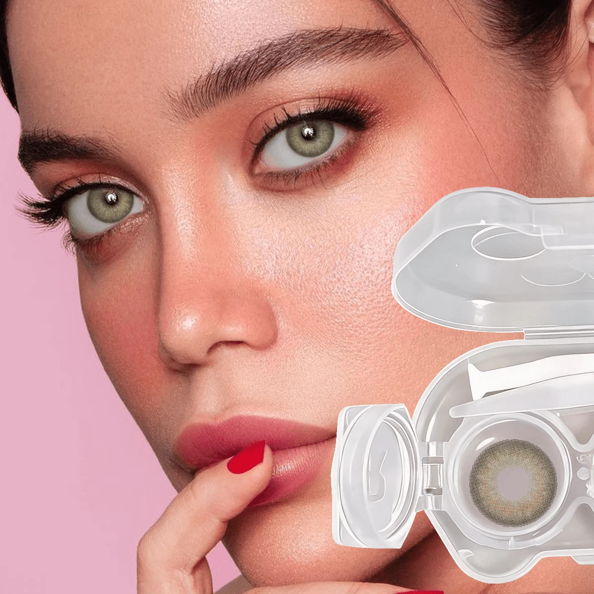 5 Pairs Of Colored Contact Lenses, Including A Contact Lens Case And Wearing Tools, Offer A Variety Of Color Options. They Can Be Used For About Half A Year And Are Suitable For Makeup On The Eyes, Changing Styles, Role-Playing, Festive Event Dressing, Halloween Costumes, And Cosplay, Etc. - 棕色盒子套裝 - 查看 1