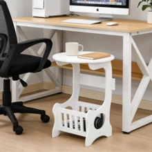 Lislark Small Round Bedside Table Nordic Simple Style Bedside Table Side Cabinet With Large Storage Space Anti-Mildew And Easy To Clean Suitable For Bedroom, Living Room, Office, Dormitory, Etc. It Is A Good Summer Gift - White - View 7