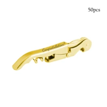 1个/50个装 24K镀金定制双铰链螺旋开瓶器兼锡箔切割器，调酒师专用开瓶器，4.75英寸，绝佳圣诞节礼物 - 金色 - 查看 8