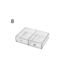 1pc Desktop Transparent Striped Drawer Style Student Stationery Dust-Proof Storage Box, Stackable Makeup & Miscellaneous Items Organizer - Multicolor - View 11