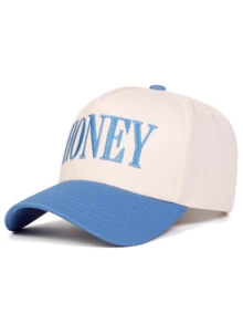 1pc Color Block Letter Embroidered Baseball Cap, Fashion Versatile Polyester Snapback Hat, Suitable For Daily Wear, Great Gift For Family, Friends, Boyfriend/Girlfriend, Suitable For Christmas, Mother's Day, Father's Day, Teacher's Day, Birthday - Multicolor - View 4