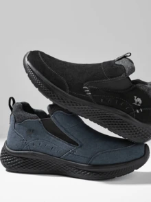 CAMEL CROWN Mid-High Top Men's Winter Soft And Elastic Non-Slip Casual Walking Shoes With Fleece Lining And Thick Cotton Padding