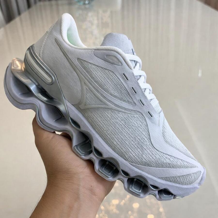 Sporty Tie Flying Weaving - 白色帶銀色 - 查看 1