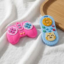 ETETOO 2pcs Baby Remote Control & Game Controller Teether Set, Silicone TV Remote Shape Chewing Toy, Sensory Buttons For Infant Gum Relief - Multicolor - View 11