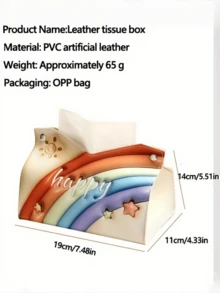 1pc Luxury Rose Oil Painting Tissue Box, Creative Desktop/Car Tissue Paper Holder For Living Room - Multicolor - View 3