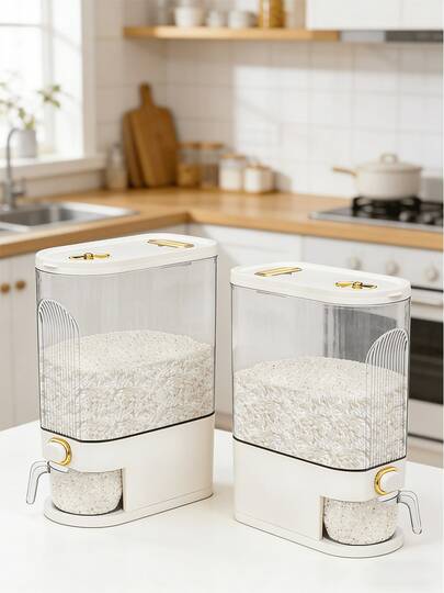 Large Capacity Plastic Storage Container With Flip-Top Lid | Leak-Proof And Moisture-Resistant For Grains, Nuts, Flour, And Rice - Ideal For Kitchen Organization And Holiday Gifts