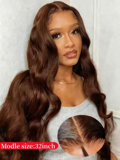 Coleen Dark Brown Body Wave Lace Front Wigs Human Hair Gluless Wigs Human Hair 13x4 Transparent Lace Human Hair Pre Plucked With Ear To Ear Baby Hair Brown Colored Wig #1B Natural Black 40 Inch Wig Human Hair Halloween Costumes Plus Size For Corpse Bride 260% Density