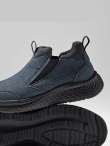 CAMEL CROWN Mid-High Top Men's Winter Soft And Elastic Non-Slip Casual Walking Shoes With Fleece Lining And Thick Cotton Padding