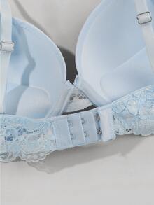 5pcs Elegant Solid Color Lace Patchwork Push-Up Bra - Multicolor - View 7