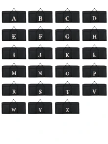 1 túi du lịch gấp gọn, ngăn chứa đồ cực lớn, chống thấm nước và chống ẩm, họa tiết chữ cái đầu cá nhân hóa, túi đựng đồ dùng giường ngủ dung tích lớn, túi xách tay bằng vải không dệt. - màu đen - Xem 2