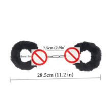 JASINCESS 1 Pcs  Party    Stainless Steel    Plush Handcuff   Fuzzy Handcuffs Halloween Cosplay Props - màu đen - Xem 3