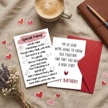 Funny Birthday Card For Him, "Glad We're Growing Old Together & You Have A Head Start" Humorous Card For Husband, Boyfriend, Best Friend - Red Heart Design - Single Piece - View 1