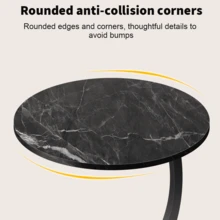 C-Shaped Sofa Side End Table Coffee Laptop Table,Lightweight Mobile Bedside Storage Rack,Living Room Bedroom - Black - View 6