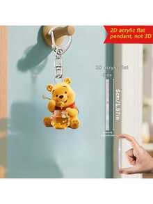 迪士尼2D平面钥匙扣“小熊维尼和蜂蜜” | 可爱又温馨的配饰，采用耐用亚克力材质，官方授权圣诞装饰品，适用于汽车、包包等。圣诞礼物。2D平面情人节粉色钥匙扣，斋月礼物 - 彩色 - 查看 3