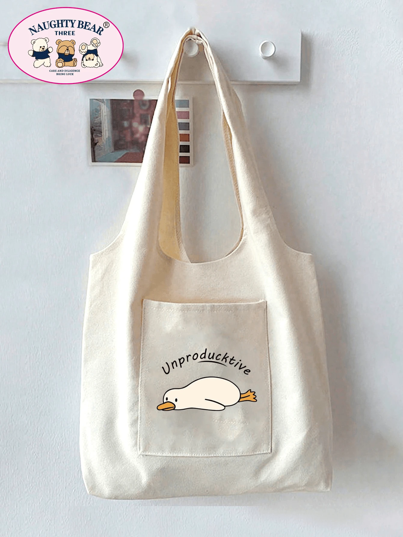 Fashionable & Versatile Duck Print Women Tote Bag - Beige - View 1