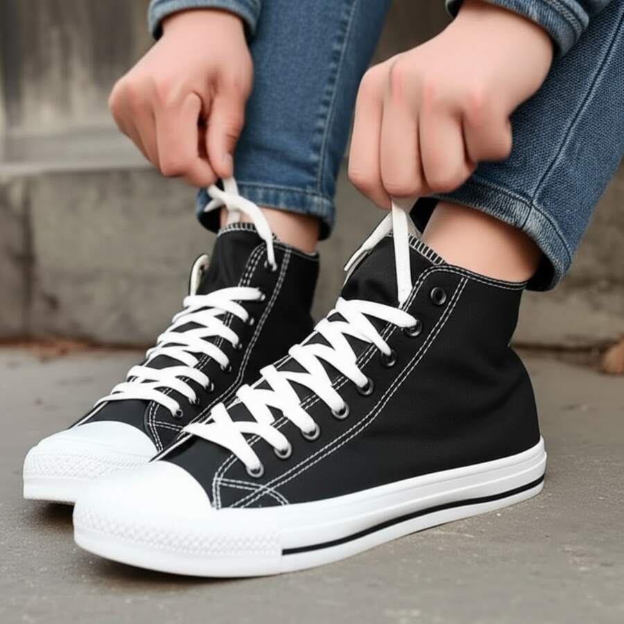 Star Shoes Casual All Original High Top Sneakers - Black and White - View 1