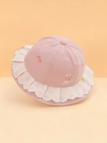 1 Stück Kleinkind Cartoon Hase Schleife Kirsche Stickerei Spitzenbesatz Fischerhut mit Kordelzug, beige und rosa 2 Farben erhältlich, modisch süßer kindlicher Charme, leichter Sonnenschutz Hut, geeignet als Geburtstags- und Feiertagsgeschenk für 2-3 Jahre alte Mädchen, Frühlings-/Sommeroutdoor-Spiel und Reisen - Verschiedenfarbig - Übersicht 6