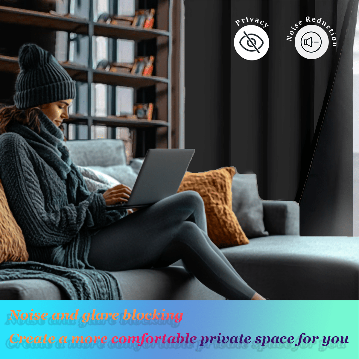 2pcs Classic Black Out Curtains, Lightweight Polyester Fabric With Black Blackout Lining, Durable, Washable, Privacy Protection, Darkening For Sleeping, Suitable For All Seasons, Rod Pocket, Home Decor For Living Room, Bedroom, Office, Room Darkening, Party Decoration, 100gsm - Black - View 9