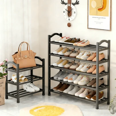 Organizador de estantería de zapatos de varios niveles - Duradero metal y plástico, estantería de zapatos independiente para varias habitaciones, almacenamiento de zapatos de montaje en el piso resistente con múltiples capas