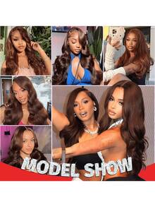 Coleen Dark Brown Body Wave Lace Front Wigs Human Hair Gluless Wigs Human Hair 13x4 Transparent Lace Human Hair Pre Plucked With Ear To Ear Baby Hair Brown Colored Wig #1B Natural Black 40 Inch Wig Human Hair Halloween Costumes Plus Size For Corpse Bride 260% Density - S2 - View 11