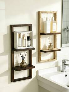 1件装木质悬浮置物架，乡村风格木质壁挂式收纳架，卧室厨房壁挂式木质展示架，卫生间上方壁挂式置物架，小型壁挂式农舍风格装饰