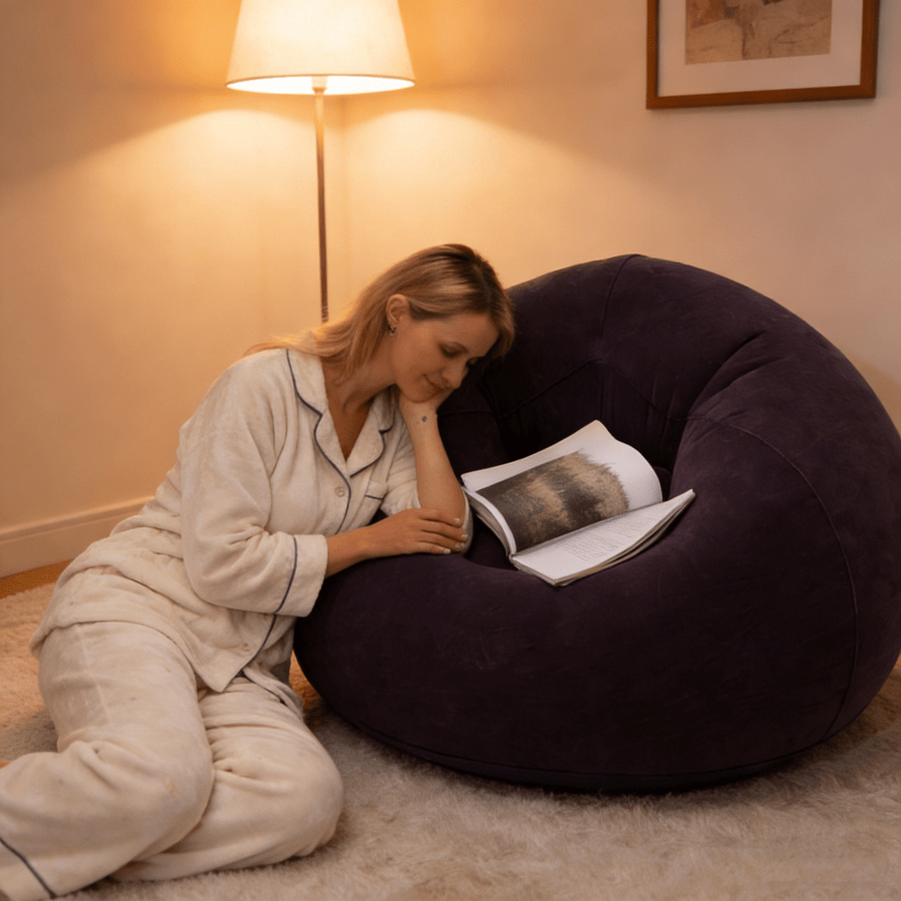 Inflatable Bean Bag Chairs Outdoor Blow Up Camping Chairs Inflatable Lazy Sofa Folding Portable Bean Bag Loungers Couch For Movie Night