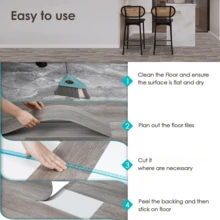 10pcs 40x15cm Vinyl Peel And Stick Floor Tiles, PVC Coated Natural Removable And Adhesive Flooring, For Bathroom/Kitchen/Bedroom, Easy To Install And Remove - 40x15cm 10pcs - View 7