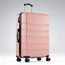 20/24/28 Inch 3-Piece Hard Shell Luggage Set, Lightweight Heavy-Duty ABS Material Expandable Rolling Suitcase With Double Silent Spinner Wheels, Durable Scratch-Resistant Travel Luggage For Business Trips, Weekend Getaways, Family Vacations & Student Travel - 粉色 - 查看 1