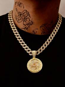 1件男女通用个性化符号圆形吊坠项链，时尚百搭项链