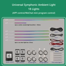 FILIPLI Kit de iluminação ambiente interna para carro 18 em 1, fitas de luz neon RGB, luzes decorativas coloridas, controlado por aplicativo. - HC - Ver 12