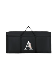 1 túi du lịch gấp gọn, ngăn chứa đồ cực lớn, chống thấm nước và chống ẩm, họa tiết chữ cái đầu cá nhân hóa, túi đựng đồ dùng giường ngủ dung tích lớn, túi xách tay bằng vải không dệt. - màu đen - Xem 24