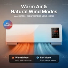 Wall-Mounted 2-In-1 Indoor Air Comfort Unit, Portable Fast Airflow With Warm & Cool Modes, Quiet Low-Noise Operation, Room Climate Solution For Bedroom, Small Spaces, Dorms, Offices & Year-Round Home Comfort - 查看 2